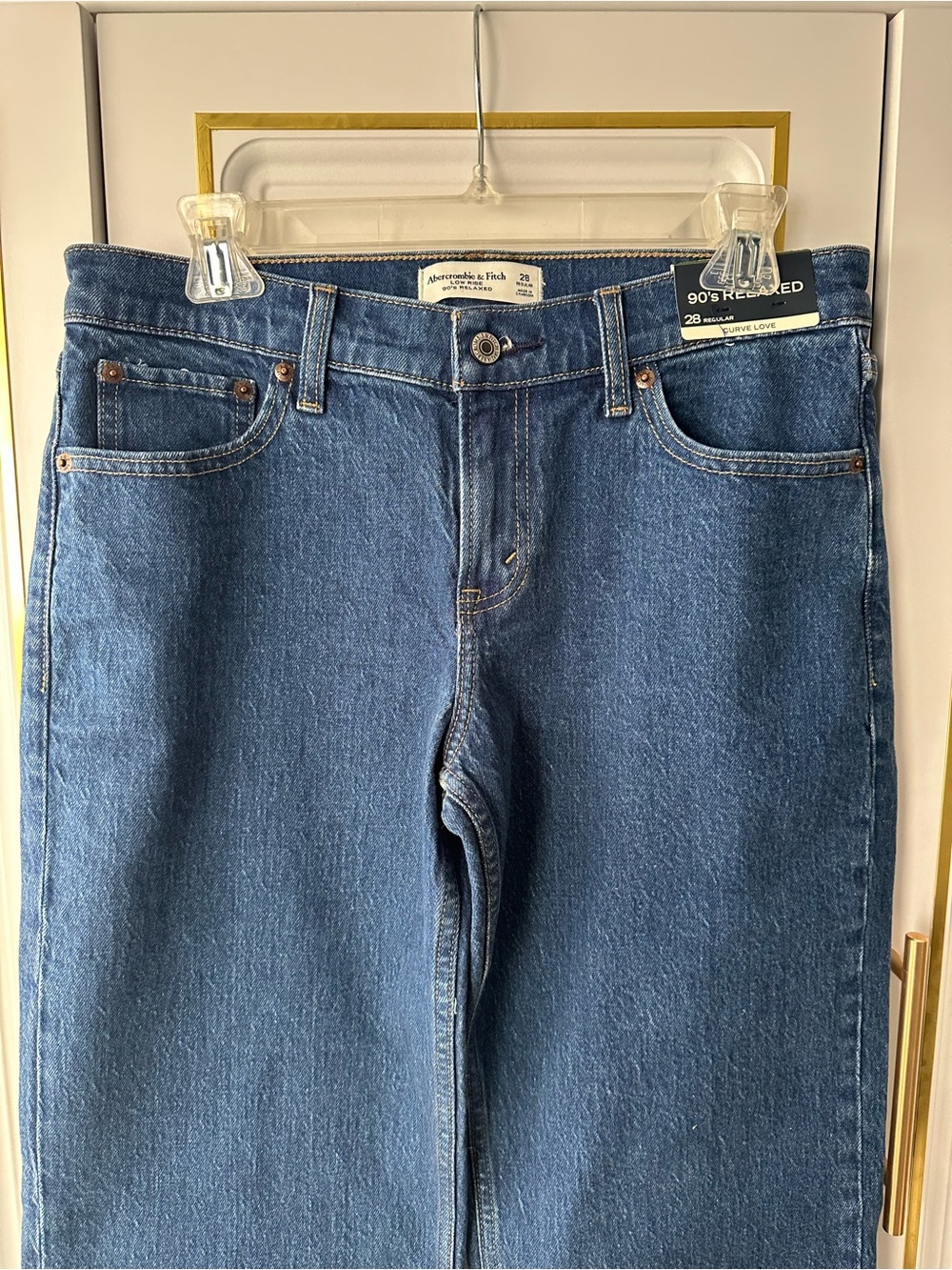 Abercrombie & Fitch Size 28 Curve Love Low Rise 90s Relaxed Jean in Dark Marble - Picture 4 of 9